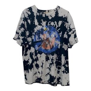 🛹Bleach Dyed Tee with Skeleton Graphic, Adult Large